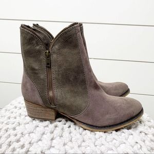 r.b.l.s. Selina Faux Leather Zipper Bootie Taupe 7